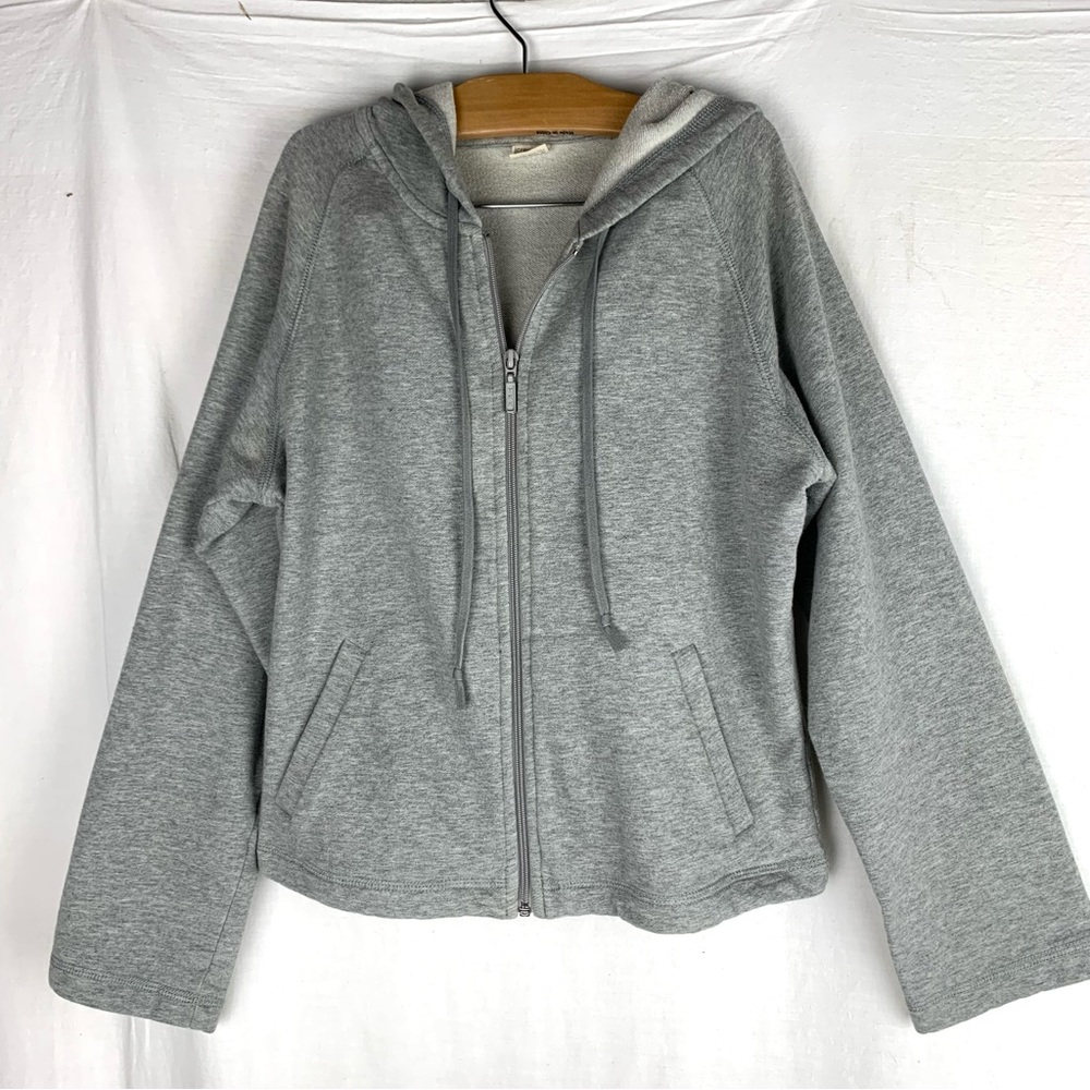 J. Crew Gym Full Zip Hoodie Sweatshirt Heather Gray Pockets size M
